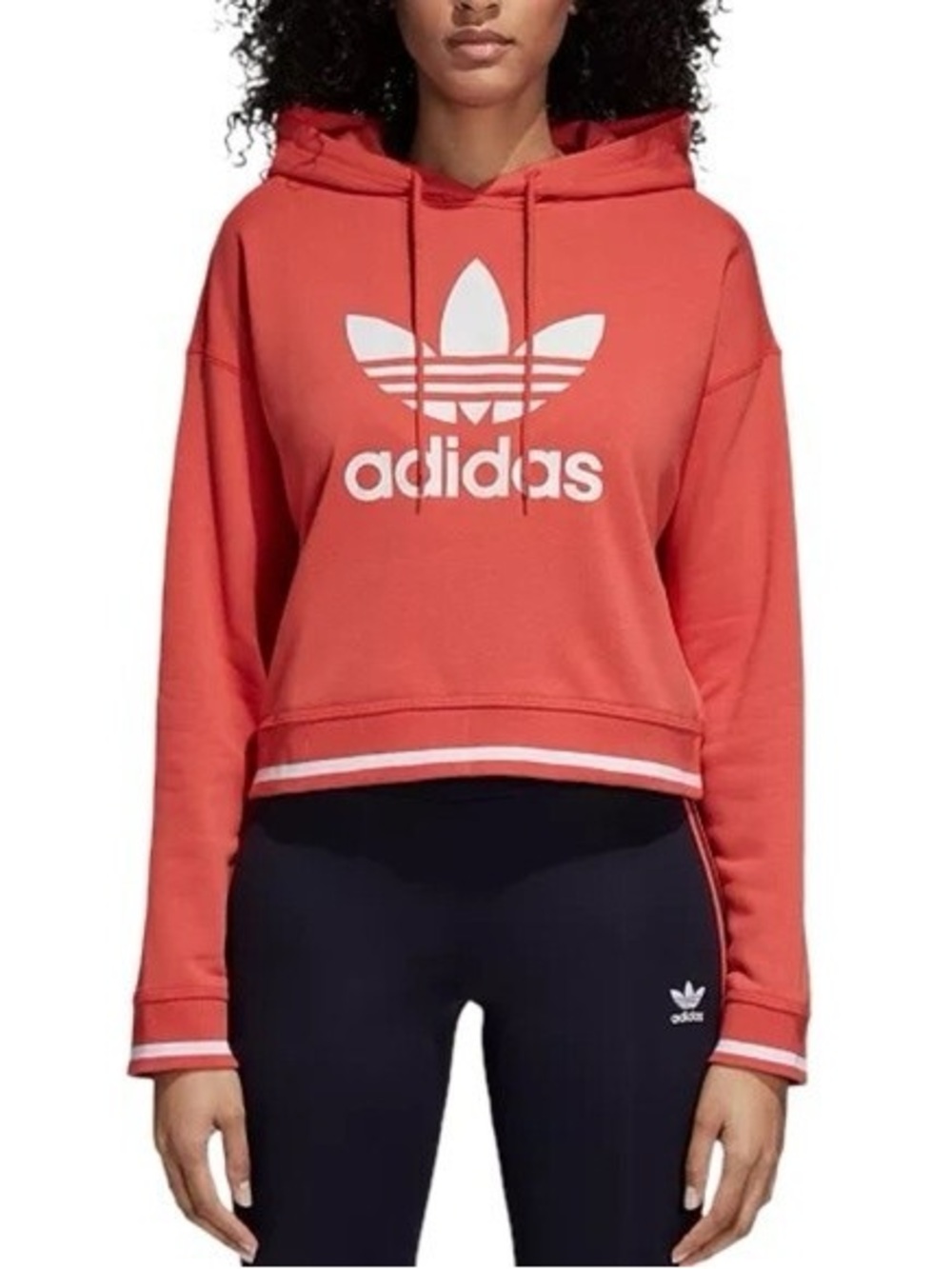 adidas Coral Hoodie with White Trefoil Oversized Excellent Condition Size XS